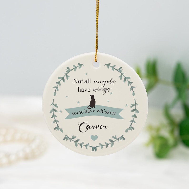 Cat Memorial Gift, Personalized Cat Sympathy Bauble, Remember A Loved Cat, Cat Loss Bereavement Ornament,Ceremic Keepsake to Remember,Bauble