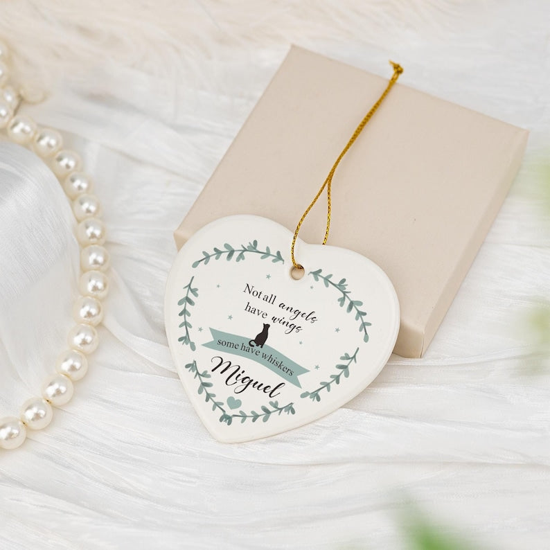 Cat Memorial Gift, Personalized Cat Sympathy Bauble, Remember A Loved Cat, Cat Loss Bereavement Ornament,Ceremic Keepsake to Remember,Bauble