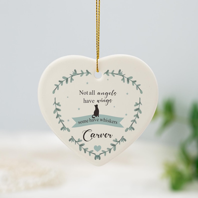 Cat Memorial Gift, Personalized Cat Sympathy Bauble, Remember A Loved Cat, Cat Loss Bereavement Ornament,Ceremic Keepsake to Remember,Bauble
