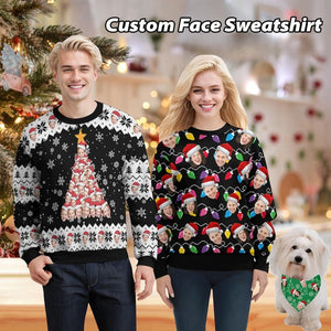 Custom Face Ugly Christmas Sweater, Personalized Photo Crewneck Sweatshirt for Man/Woman, Custom Sweatshirt with Face,Family Christmas Gift