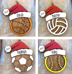 Personalized Sports Ornament| Baseball | Volleyball | Basketball | Coach Gift | Pickleball | Dodgeball | Golf | Soccer | Softball