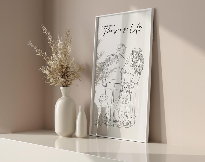 Custom Line Art, Custom Family Line Drawing From Photo, Personalized Gift For Him, Custom Grandpa Gift, Family Portrait, Gift For Dad