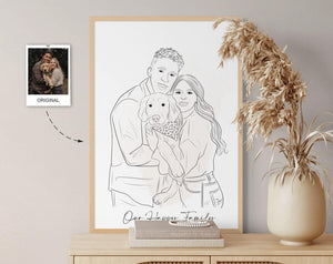 Custom Line Art, Custom Family Line Drawing From Photo, Personalized Gift For Him, Custom Grandpa Gift, Family Portrait, Gift For Dad