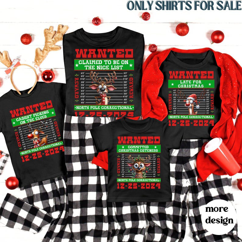 Family Christmas Pajamas, Matching Holiday Pajamas for Family, Christmas PJs, Family Christmas Shirts, Reindeer North Pole Correctional