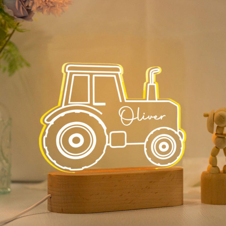 Excavator Night Light,Personalised Digger Night Light,Toddler Night Light,Children's Bedside Night Light,Digger Night Light,Kids Bedrooms