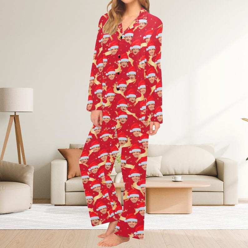 Custom Pajamas Set,Personalized Dogs Cats Faces Pajamas,Custom Family Christmas Pajamas,Matching Pet Owner Set,Holiday Christmas Sleepwear