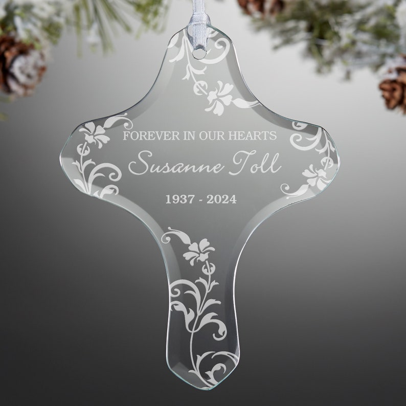 Personalized Memorial Cross Ornament, Memorial Gifts, Sympathy Gifts, Personalized Memorial Ornament