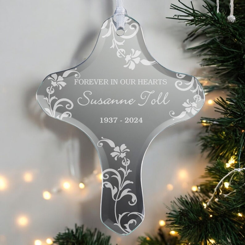 Personalized Memorial Cross Ornament, Memorial Gifts, Sympathy Gifts, Personalized Memorial Ornament