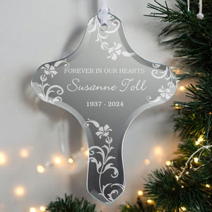Personalized Memorial Cross Ornament, Memorial Gifts, Sympathy Gifts, Personalized Memorial Ornament