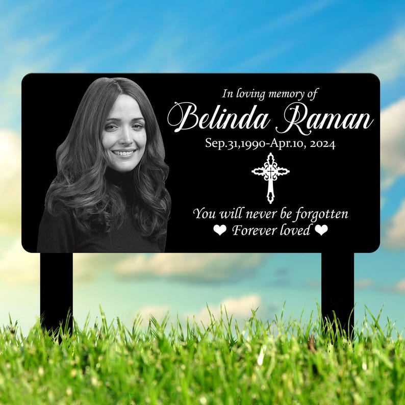 Custom Photo Grave Marker, Temporary Grave Marker With Photo, Outdoor Memorial Plaque, Sympathy Plaque, Remembrance Plaque