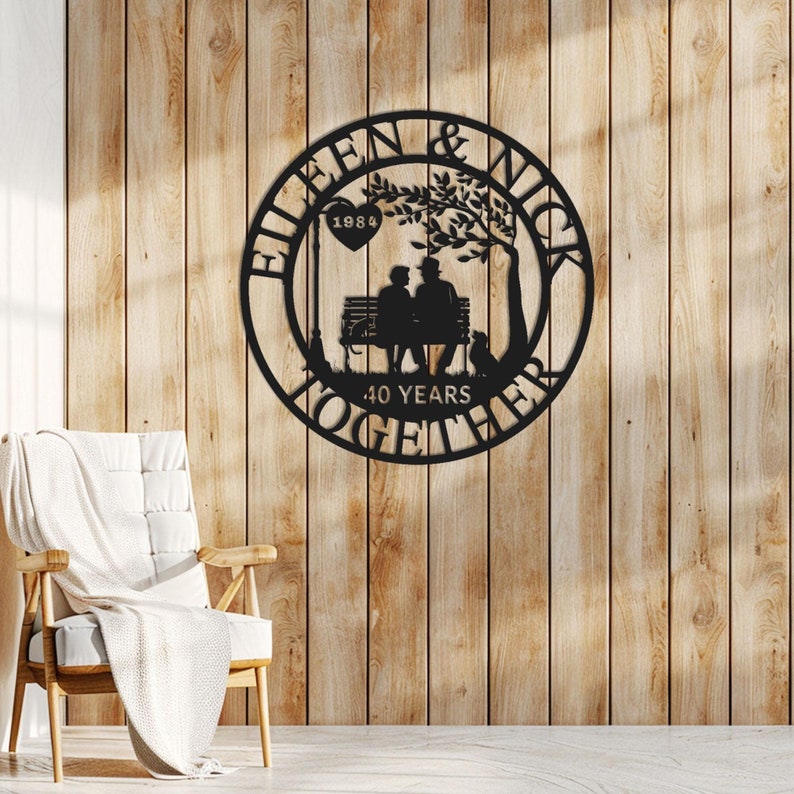 Custom 40th Anniversary Gift for Parents, 40 Years/ Any Year Anniversary Sign, Ruby Anniversary Gift Wedding Anniversary Metal Wall Art