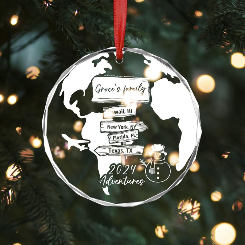 Personalized Travel Adventure Ornament, Traveling Christmas Ornament, Ornament Gift, Travel Gift, Christmas Gift, Travel Ornament, Travel