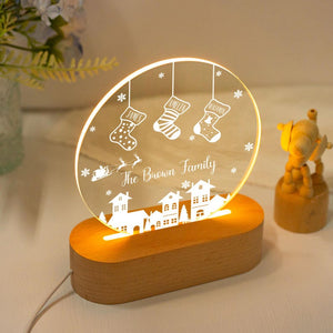 Family of 4 Christmas Night Light,Custom Family Stocking Night Light With Names and Year,New Family Christmas Gift 2024,Family Lamp Light