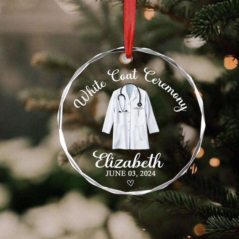 Personalized White Coat Ceremony Ornament, Doctor Ornament, Doctor Christmas Ornament, White Coat Party Gift, Future Doctor, Doctor Lab Coat - Crystal Ornament