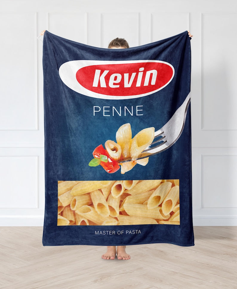 Pasta Personalised Blanket Throw/ Fun gift for her him kids BFF wife mother birthday/ Custom made/ Italian gift/ Christmas gift