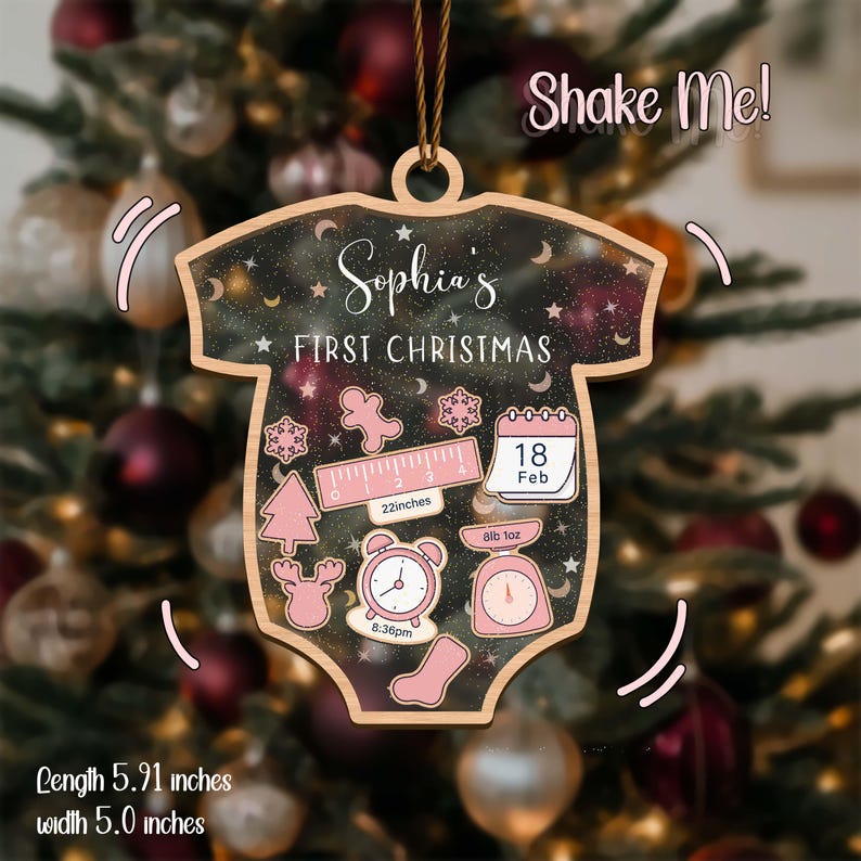 Baby's First Christmas Ornament, Baby 1st Christmas Ornament, Personalized Baby Keepsake, 4D Shake Ornament, Custom New Baby Gift