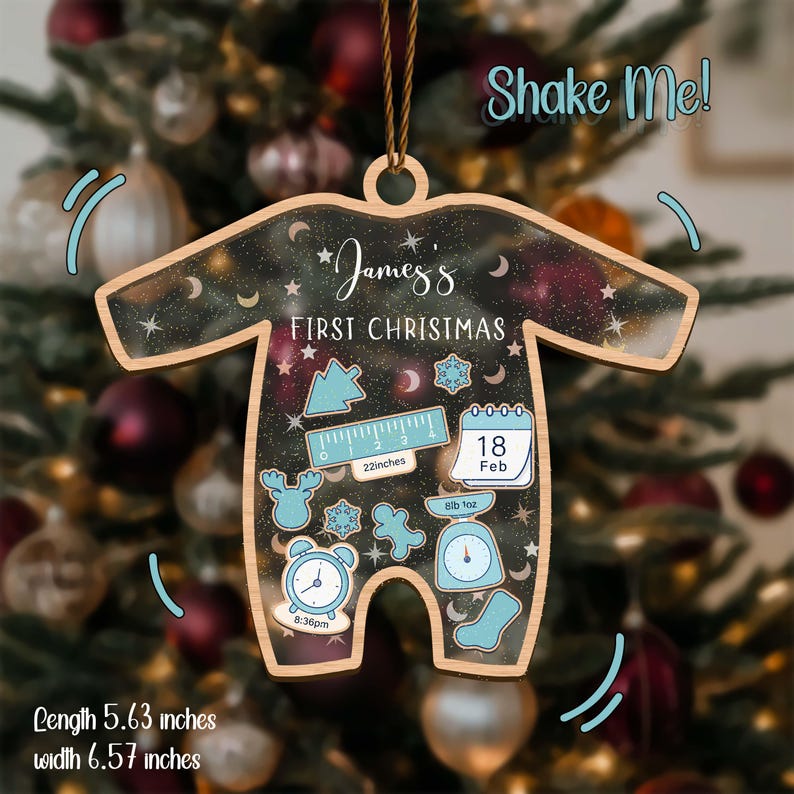 Baby's First Christmas Ornament, Baby 1st Christmas Ornament, Personalized Baby Keepsake, 4D Shake Ornament, Custom New Baby Gift