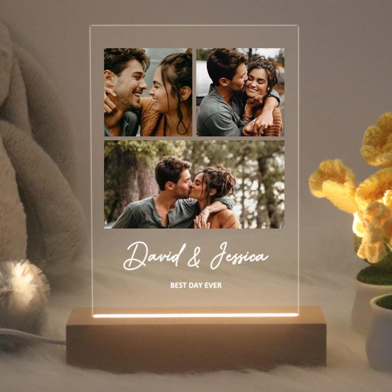 Personalized Photo Night Light, Photo Collage LED Light, Custom Photo Lamp, Anniversary Gift for couple, Birthday Gift For Firends Couple