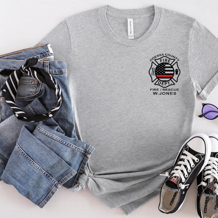 Custom Fire Department Logo Shirt, Fire Fighter Gift, Personalized Firefighter T-shirt, First Responder Tee, Fire Academy Grad Gift