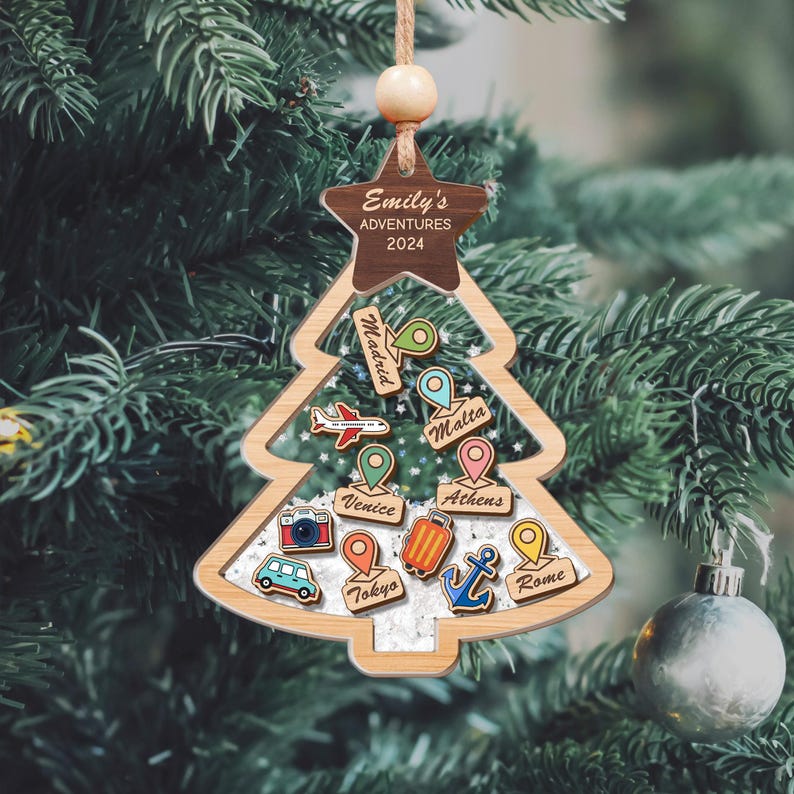 Personalized Travel Adventures Ornament, 4D Custom Shaker Ornament, Travel Christmas Ornament, Ornament Gift, Travel Decor, Travel Gift