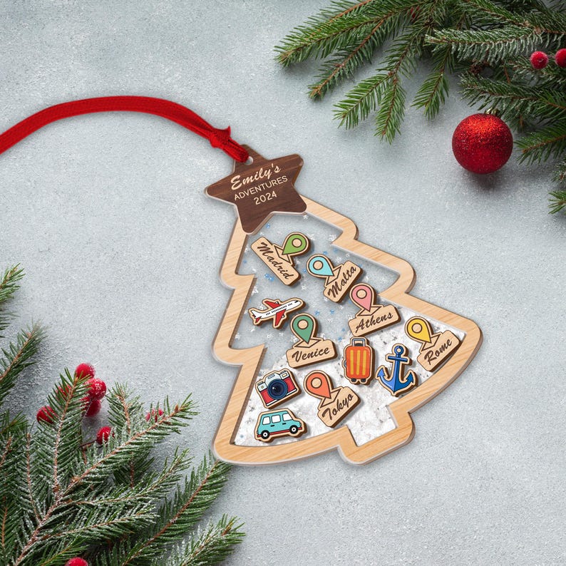 Personalized Travel Adventures Ornament, 4D Custom Shaker Ornament, Travel Christmas Ornament, Ornament Gift, Travel Decor, Travel Gift