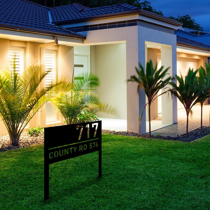 Personalized Modern House Address Number Sign, Custom House Number Garden Stake, New Homeowner Gift, Address Yard Stake, Address Number Gift