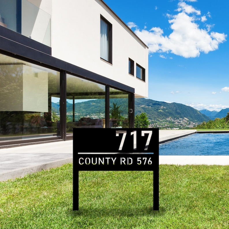 Personalized Modern House Address Number Sign, Custom House Number Garden Stake, New Homeowner Gift, Address Yard Stake, Address Number Gift