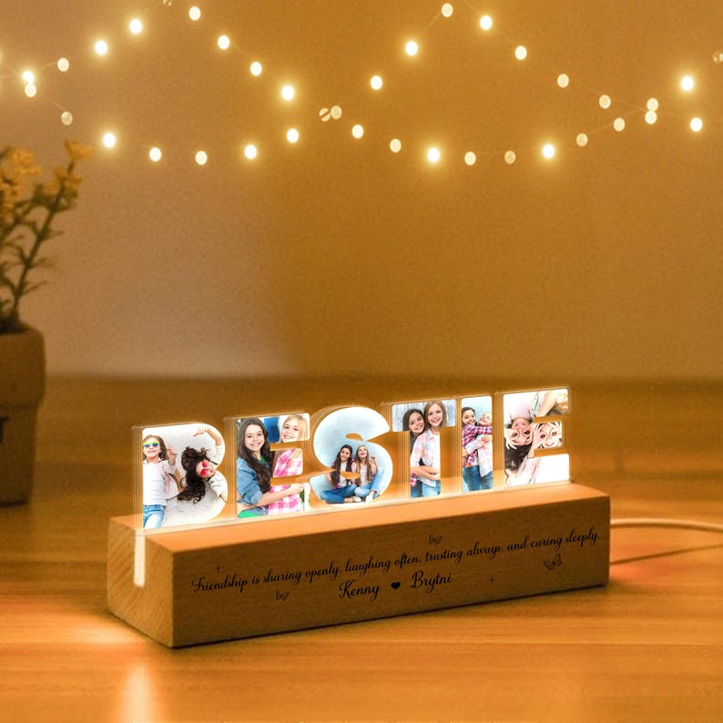 Personalized Bestie Photo Collage Night Light, Custom Bestie Gifts, BFF Gift, Best Friend Birthday Gift, Friendship Gift, Gift for Bestie