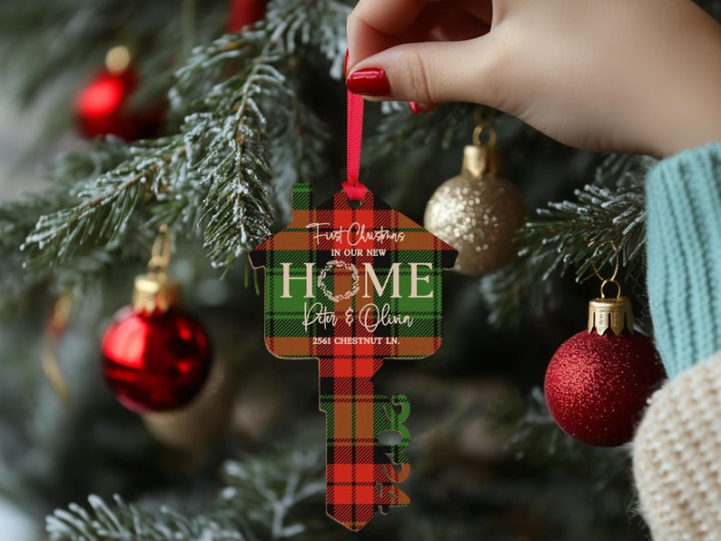 First Christmas New Home Christmas Ornament, New Home Ornament, Custom Christmas Ornament, Home Address Ornament, Christmas Key Ornament