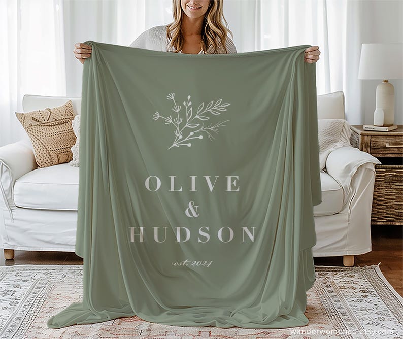 Personalized Couples Name Blanket, Custom Newlywed Gift, Personalized Wedding Blanket, Wife Anniversary Gift, Wedding Date