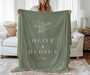 Personalized Couples Name Blanket, Custom Newlywed Gift, Personalized Wedding Blanket, Wife Anniversary Gift, Wedding Date