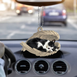 Sleep Cat In Peace Custom Cat Breed Personalized Tuxedo Cat Sleeping Angel Ornament, Tuxedo Cat Angel Wings Ornament, Tuxedo Cat Car Ornament, Cat Christmas Gift