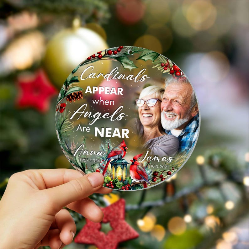 Personalized Photo Memorial Ornament, Memorial Day Glass Ornament, In Loving Memory, Loss of Loved, Mom Dad, Remembrance Gifts,Sympathy Gift