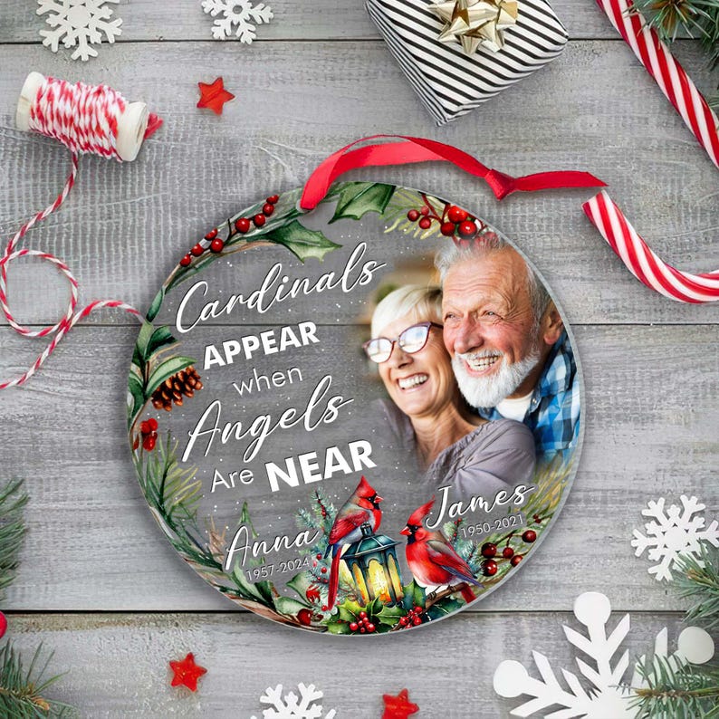 Personalized Photo Memorial Ornament, Memorial Day Glass Ornament, In Loving Memory, Loss of Loved, Mom Dad, Remembrance Gifts,Sympathy Gift