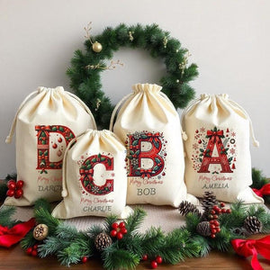 Personalised Santa Sack Christmas Sack Personalised Christmas Toy Sack Name & Initial Christmas Gift Bag Xmas