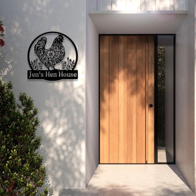 Personalized Floral Chicken Coop Sign, Hen House Sign, Farm Metal Decor, Metal Chicken Coop Sign, Custom Farm Sign