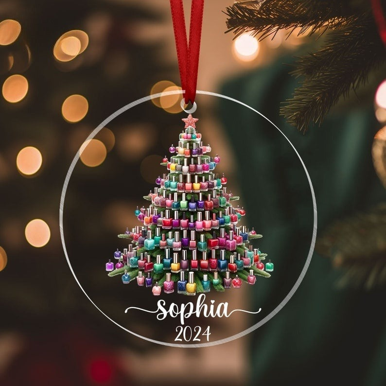 Personalized Nail Artist Acrylic Ornament, Nail Tech gift Christmas Ornament, Nail Salon Decor, Christmas Gift for Nail Artist, Nail Polish