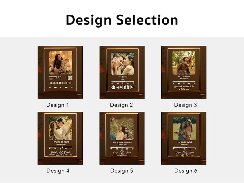 Personalized LED Song Plaque With Stand | Custom Music Night Light | Personalized Music Prints Photo Frame | Gift for Him Boyfriend Bestie