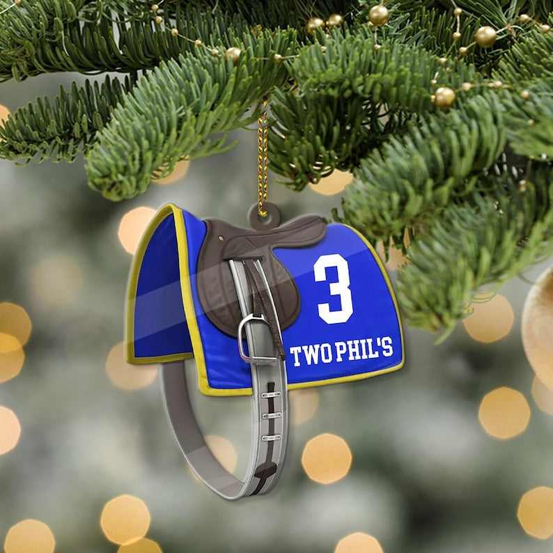 Personalized Horse Racing Saddle Ornament, Cowboy Cowgirl Horseback Riding Ornament, Horse Racing Gifts Christmas Ornament 2024