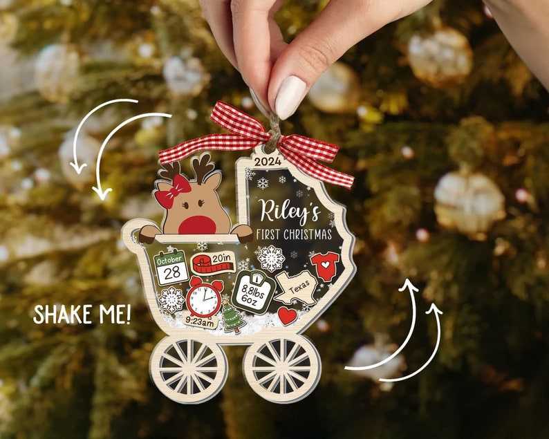Personalized Baby's First Christmas Ornament 2024, Custom New Baby Gift, 4D Shake Babies Ornament, Baby Shower Gift, Baby Name Xmas Keepsake