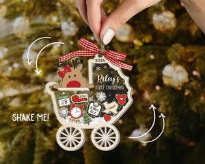 Personalized Baby's First Christmas Ornament 2024, Custom New Baby Gift, 4D Shake Babies Ornament, Baby Shower Gift, Baby Name Xmas Keepsake