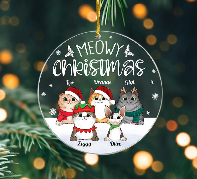 Personalized Cat Ornament, Cat Christmas Ornament, Meowy Christmas, Cat Breed Ornament, Cat Lover Gift, Cat Ornament 2024, Christmas Gifts