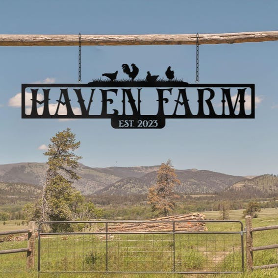 Black Metal farm sign, Custom metal farm sign, Huge metal farm sign, Personalized farm sign