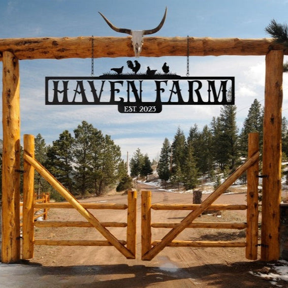 Black Metal farm sign, Custom metal farm sign, Huge metal farm sign, Personalized farm sign