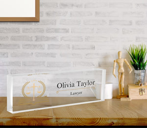 Lawyer Name Plate, Attorney Office Desk Name Plate, Acrylic Name Plate, Personalized Sign, Promotion Gift, Gift for Lawyer, Graduation Gift