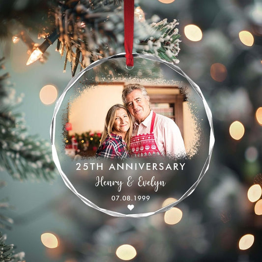 Custom Wedding Anniversary Christmas Ornament,Valentines Day Gift for Her,First 9th 10th 25th 50th Anniversary Ornament, Married Ornament