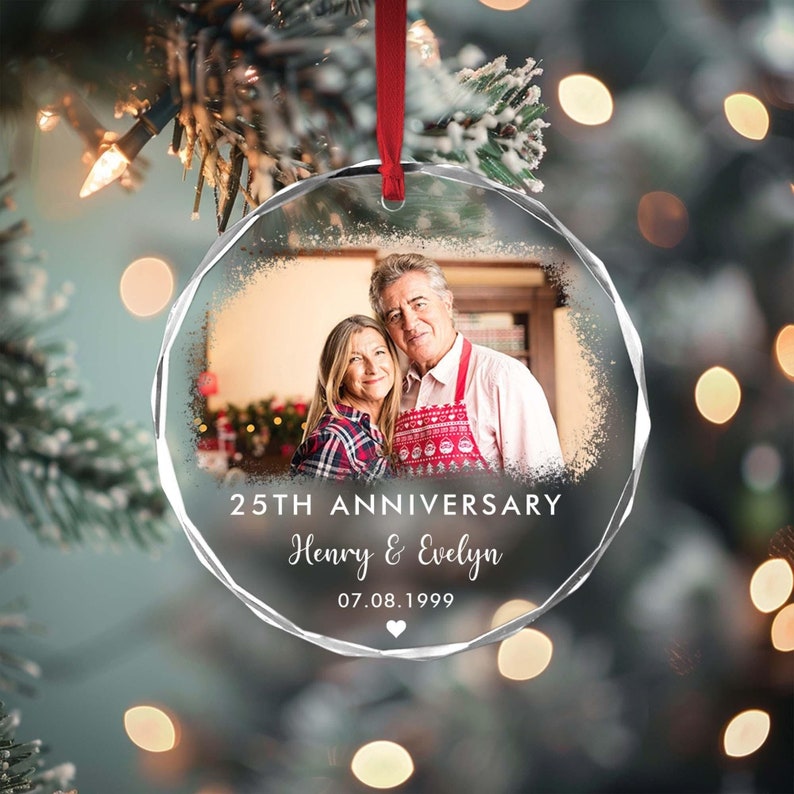 Custom Wedding Anniversary Christmas Ornament,Valentines Day Gift for Her,First 9th 10th 25th 50th Anniversary Ornament, Married Ornament