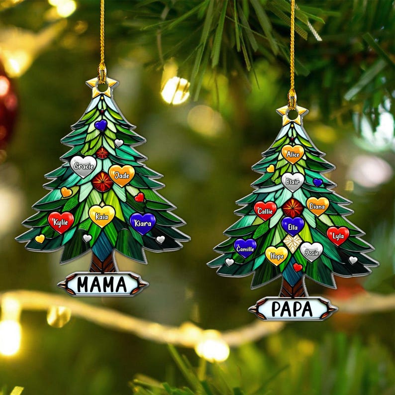 Personalized Christmas Tree Ornament with Family Names, Family Christmas Ornament, Christmas Tree Ornament For Family, Christmas gift