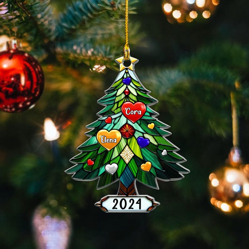 Personalized Christmas Tree Ornament with Family Names, Family Christmas Ornament, Christmas Tree Ornament For Family, Christmas gift