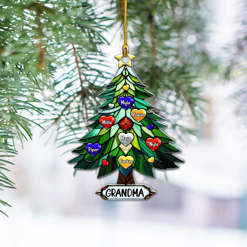 Personalized Christmas Tree Ornament with Family Names, Family Christmas Ornament, Christmas Tree Ornament For Family, Christmas gift